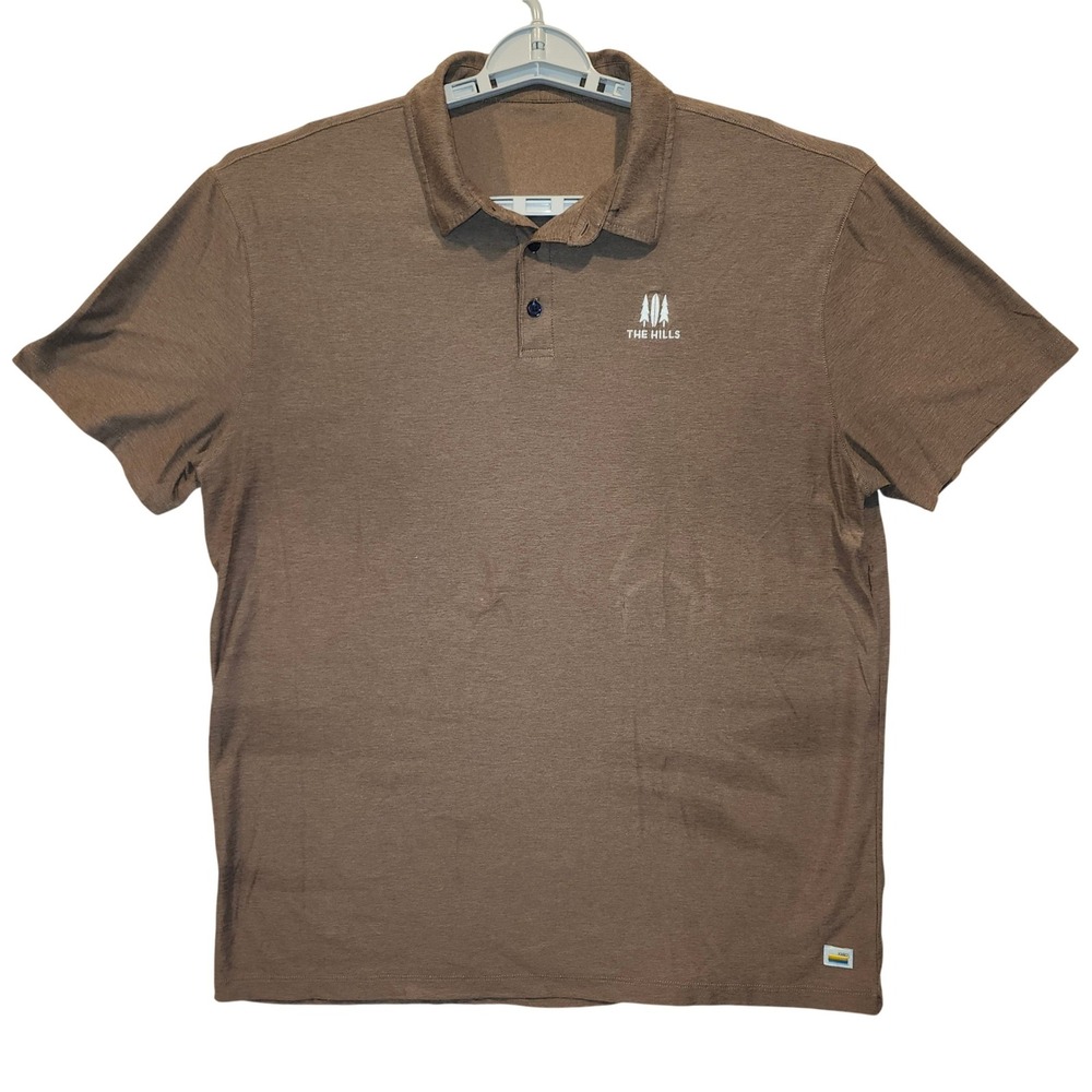 Vuori Mens The Hills Embroidered Logo Polo Shirt Brown XL V188
